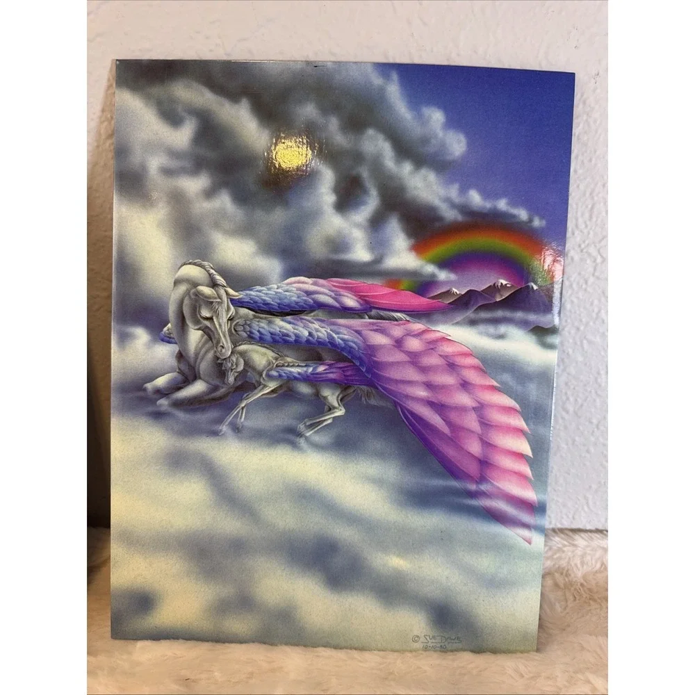 2-Vintage New Folder Portfolio Mead 1985 Unicorn Midnight Fantasy Sue Dawe